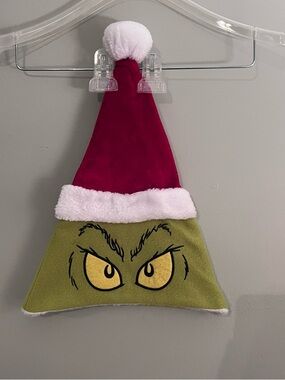 Holiday Grinch-Inspired Plush Hat in Olive Green & Deep Red